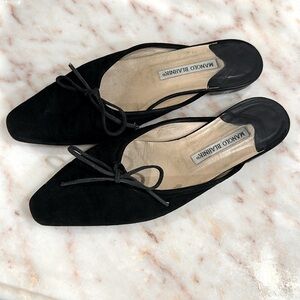Manolo Blahnik Suede Mules, Black, Sz. 9